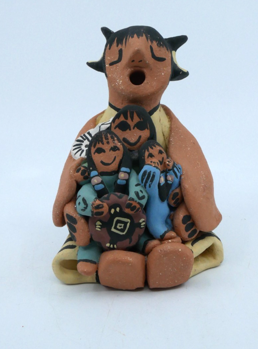 VTG Native American Taos Pueblo Storyteller W children Signed 1999 Figurine